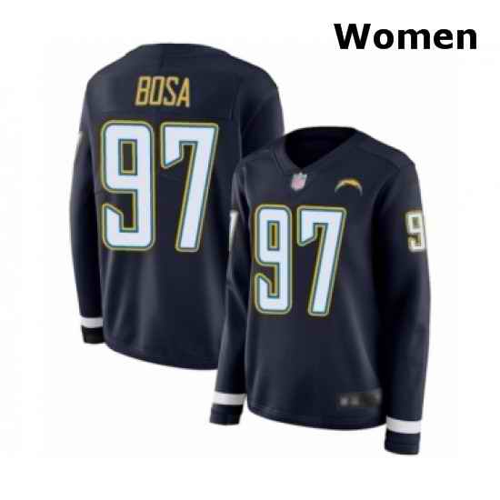 Womens Los Angeles Chargers 97 Joey Bosa Limited Navy Blue Therma Long Sleeve Football Jersey
